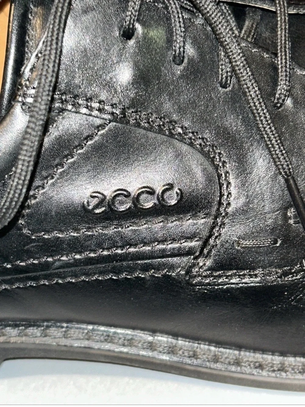 Ecco Men's Black Leather Lace-Up Dress Shoes lightweightr 13 E xtra wide